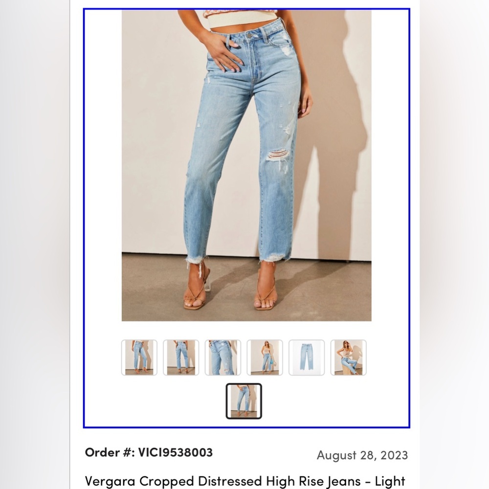 Brand new Vergara cropped distressed jeans high rise light. Never worn.